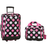 famous luggage riot 2 piece carry on luggage set 29 colors Luggage MultiPink Dot - strapsandbrass.com