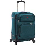 famous travel gear expandable spinner luggage - 20" soft side carry-on Luggage Teawith Black - strapsandbrass.com