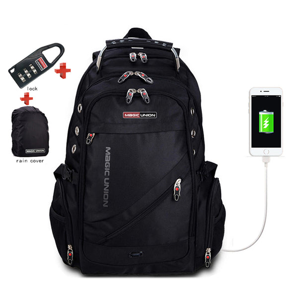Backpack USB Charging & Anti-Theft<br> Canvas Backpack Black - strapsandbrass.com