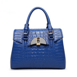 <bold>Top-Handle / Crossbody Bag <br>Genuine-Leather Handbag Blue - strapsandbrass.com