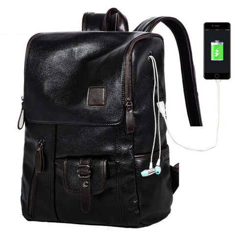 Backpack USB Charging <br> Vegan Leather Backpack  - strapsandbrass.com