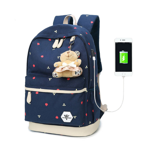 Backpack USB Charging <br> Canvas Backpack  - strapsandbrass.com