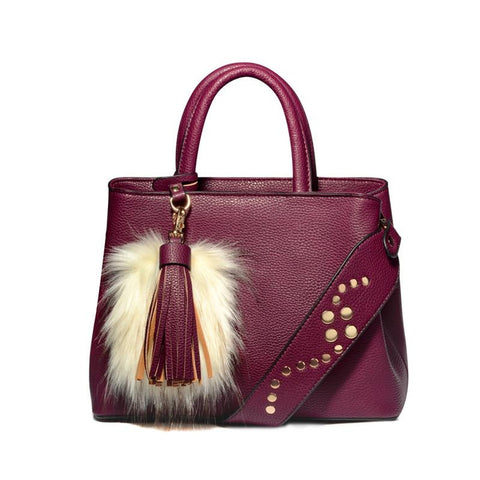 <bold>Top-Handle / Tote Bag  <br>Vegan-Leather Handbag Red - strapsandbrass.com