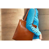 <bold>Bucket  / Tote Bag <br>Genuine-Leather Handbag  - strapsandbrass.com