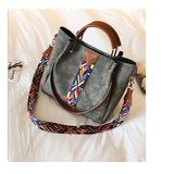 <bold>Tote / Shoulder Bag <br>Vegan-Leather Handbag Gray - strapsandbrass.com