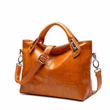 <bold>Tote / Shoulder Bag  <br>Vegan-Leather Handbag Brown - strapsandbrass.com