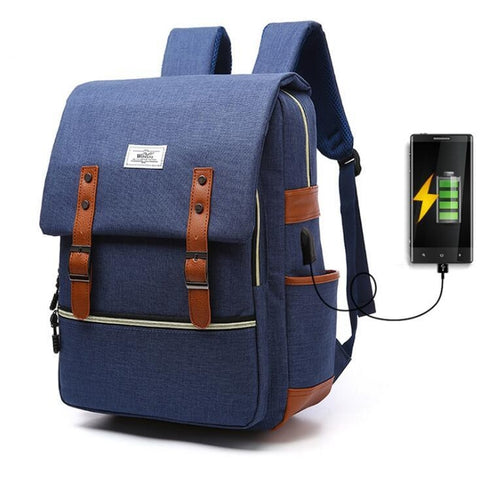 Backpack USB Charging<br> Backpack Blue - strapsandbrass.com