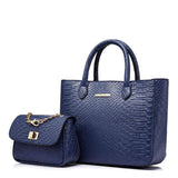 <bold>Tote & Crossbody Bag Set <br>Vegan-Leather Handbag Blue - strapsandbrass.com