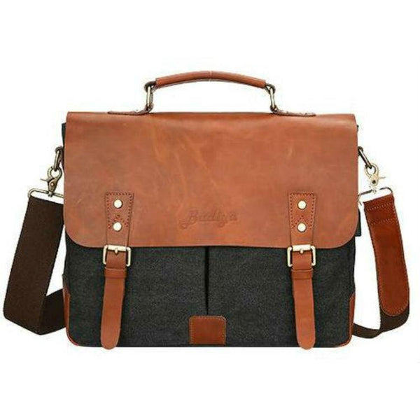 Messenger Bag | Briefcase <br> Genuine Leather | Canvas Handbag  - strapsandbrass.com