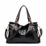 <bold>Hobo / Tote Bag <br>Genuine-Leather Handbag Black - strapsandbrass.com