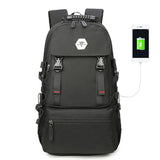 Backpack USB Charging<br> Oxford Backpack Black - strapsandbrass.com