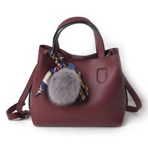 <bold>Tote / Crossbody Bag <br>Vegan-Leather Handbag Burgundy - strapsandbrass.com