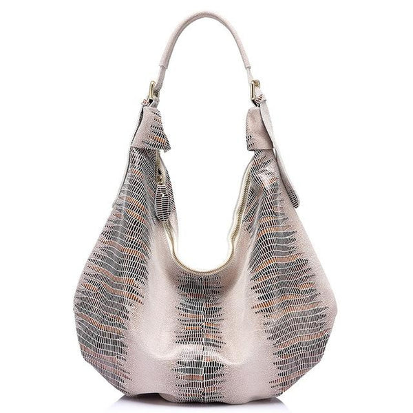 <bold>Hobo / Tote Bag <br>Genuine-Leather Handbag Beige - strapsandbrass.com