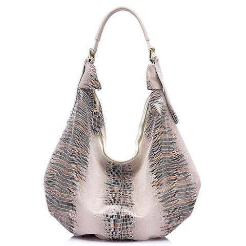 <bold>Hobo / Tote Bag <br>Genuine-Leather Handbag Beige - strapsandbrass.com