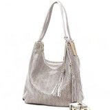 Hobo / Tote Bag <br>Genuine-Leather Handbag Beige - strapsandbrass.com