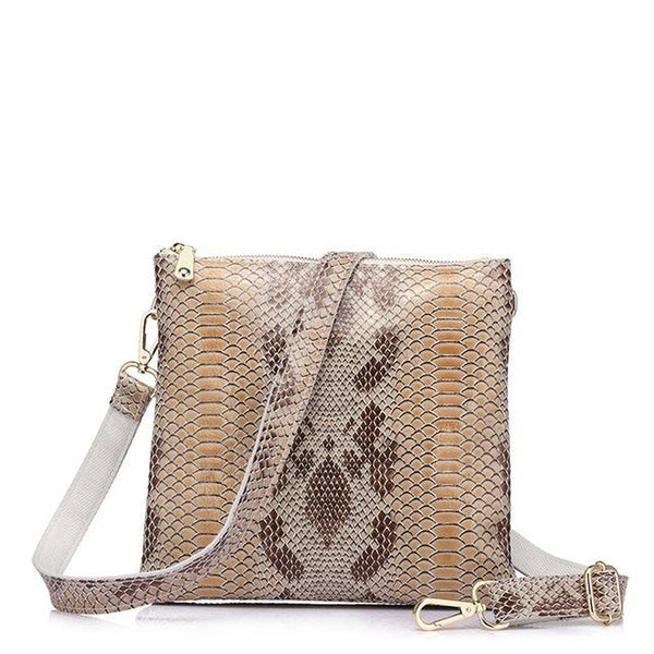 <bold>Messenger / Crossbody Bag <br>Genuine-Leather Handbag Beige - strapsandbrass.com