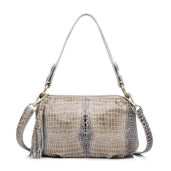 <bold>Messenger / Crossbody Bag <br>Genuine-Leather Handbag Beige - strapsandbrass.com