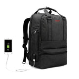 Backpack USB Charging & Anti-Theft <br> Oxford Backpack Black Grey - strapsandbrass.com