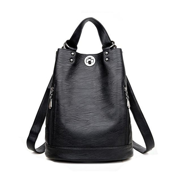 <bold>Fashion Backpack  <br>Vegan-Leather Fashion Backpack Black - strapsandbrass.com