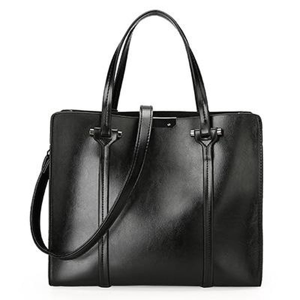 <bold>Tote / Crossbody Bag  <br>Vegan-Leather Handbag Black - strapsandbrass.com