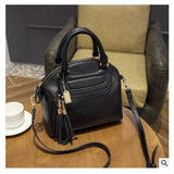 Top-Handle / Crossbody Bag  <br>Genuine-Leather Handbag Black - strapsandbrass.com