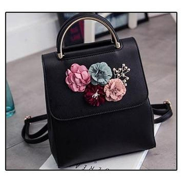 <bold>Youth Backpack  <br>Vegan-Leather Fashion Backpack Black - strapsandbrass.com