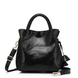 <bold>Bucket  / Tote Bag <br>Genuine-Leather Handbag Black - strapsandbrass.com