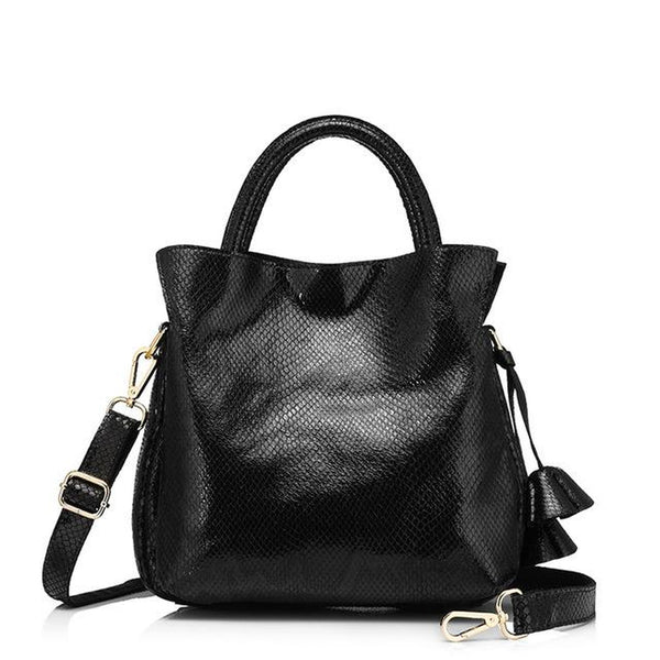 <bold>Bucket  / Tote Bag <br>Genuine-Leather Handbag Black - strapsandbrass.com