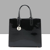 <bold>Tote  / Shoulder Bag  <br>Vegan-Leather Handbag Black - strapsandbrass.com