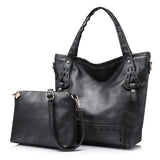 <bold>Tote & Crossbody Bag Set <br>Vegan-Leather Handbag Black - strapsandbrass.com