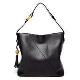 <bold>Bucket / Shoulder Bag <br>Vegan-Leather Handbag Black - strapsandbrass.com