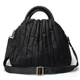 <bold>Tote / Shoulder Bag <br>Genuine-Leather Handbag Black - strapsandbrass.com