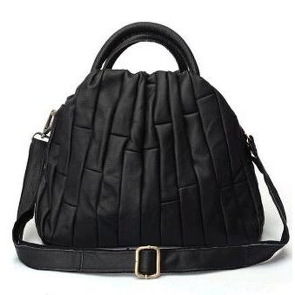 <bold>Tote / Shoulder Bag <br>Genuine-Leather Handbag Black - strapsandbrass.com