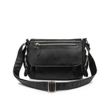 <bold>Messenger  / Crossbody Bag <br>Genuine-Leather Handbag Black - strapsandbrass.com