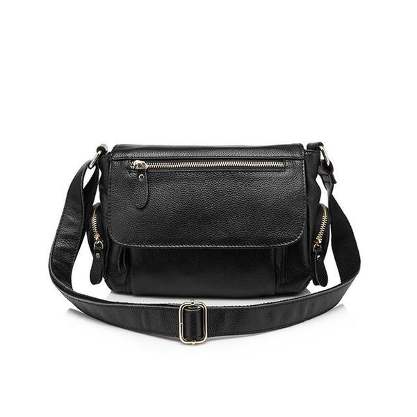 <bold>Messenger  / Crossbody Bag <br>Genuine-Leather Handbag Black - strapsandbrass.com