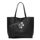 <bold>Tote / Crossbody Bag <br>Vegan-Leather Handbag Black - strapsandbrass.com