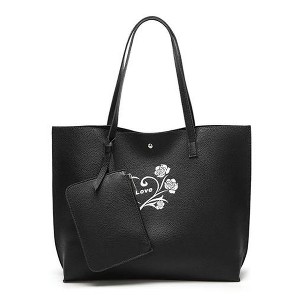 <bold>Tote / Crossbody Bag <br>Vegan-Leather Handbag Black - strapsandbrass.com