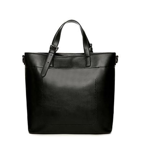 <bold>Bucket / Tote Bag  <br>Vegan-Leather Handbag Black - strapsandbrass.com