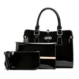 <bold>Tote Crossbody Bag & Purse Set <br>Vegan-Leather Handbag Black - strapsandbrass.com