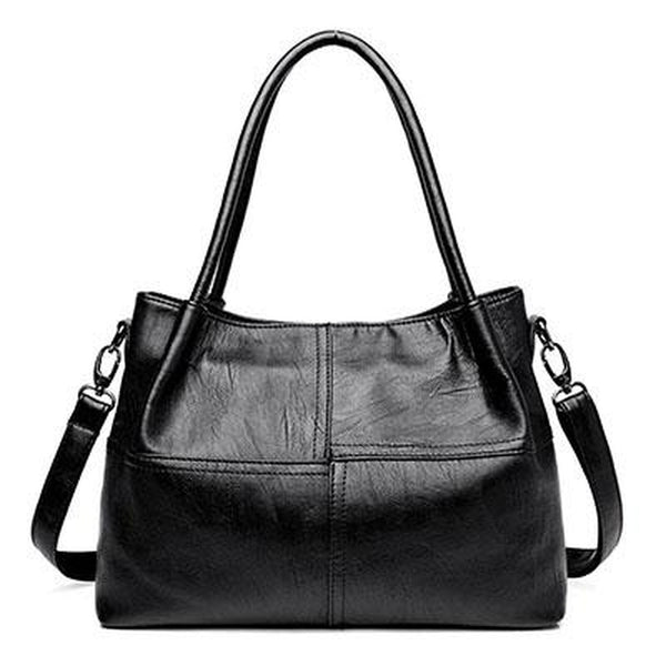 <bold>Tote / Crossbody Bag  <br>Vegan-Leather Handbag Black - strapsandbrass.com