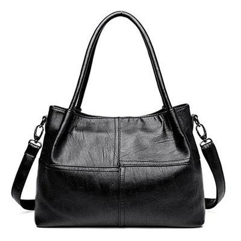 <bold>Tote / Crossbody Bag  <br>Vegan-Leather Handbag Black - strapsandbrass.com