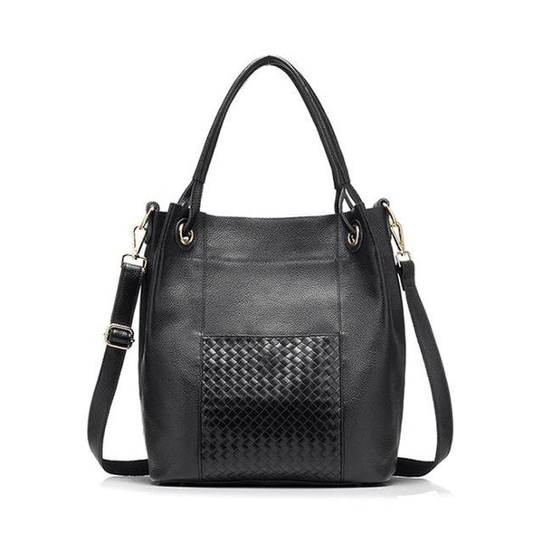 <bold>Bucket / Crossbody Bag  <br>Genuine-Leather Handbag Black - strapsandbrass.com