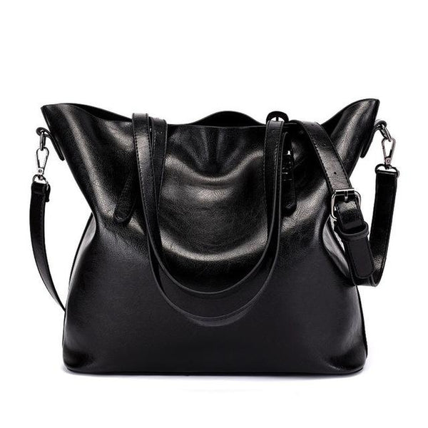 <bold>Tote  / Shoulder Bag  <br>Vegan-Leather Handbag Black - strapsandbrass.com