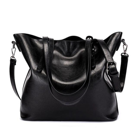 <bold>Tote  / Shoulder Bag  <br>Vegan-Leather Handbag Black - strapsandbrass.com