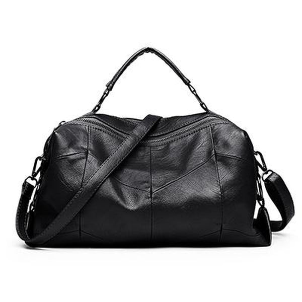 <bold>Tote / Shoulder Bag  <br>Vegan-Leather Handbag Black - strapsandbrass.com
