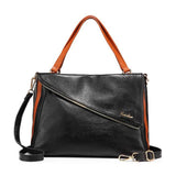 <bold>Tote / Shoulder Bag <br>Genuine-Leather Handbag Black - strapsandbrass.com