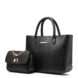 <bold>Tote & Crossbody Bag Set <br>Vegan-Leather Handbag Black - strapsandbrass.com