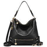 <bold>Hobo  / Tote Bag <br>Genuine-Leather Handbag Black - strapsandbrass.com