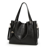 <bold>Tote / Shoulder Bag  <br>Vegan-Leather Handbag Black - strapsandbrass.com