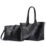 <bold>Tote & Crossbody Bag Set <br>Vegan-Leather Handbag Black - strapsandbrass.com